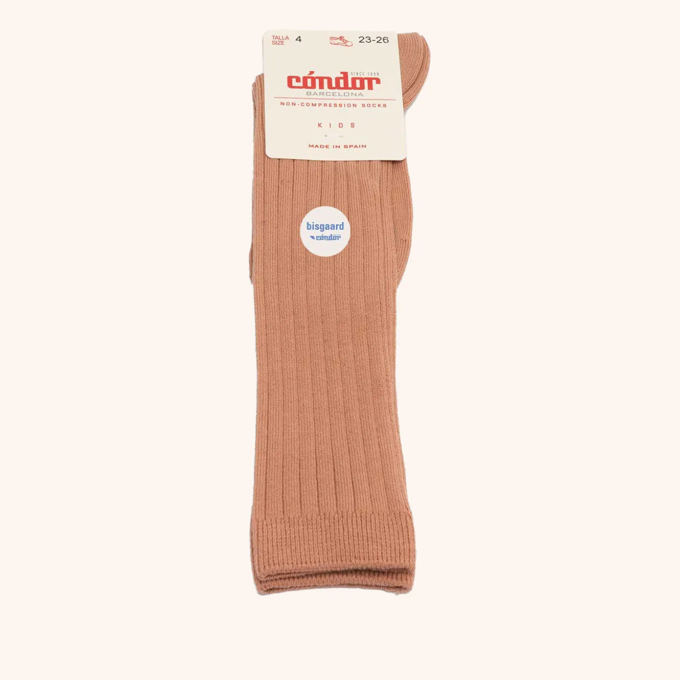 x Cóndor cotton rib knee high socks nougat