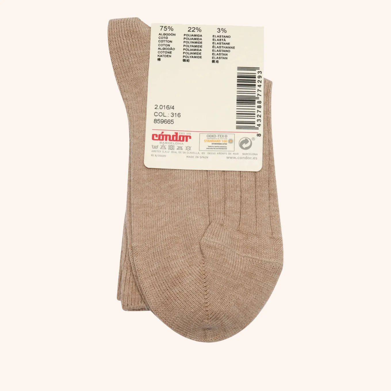 x Cóndor cotton rib short socks turron